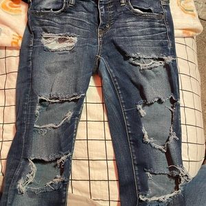 american eagle ripped skinny jeans, size 8